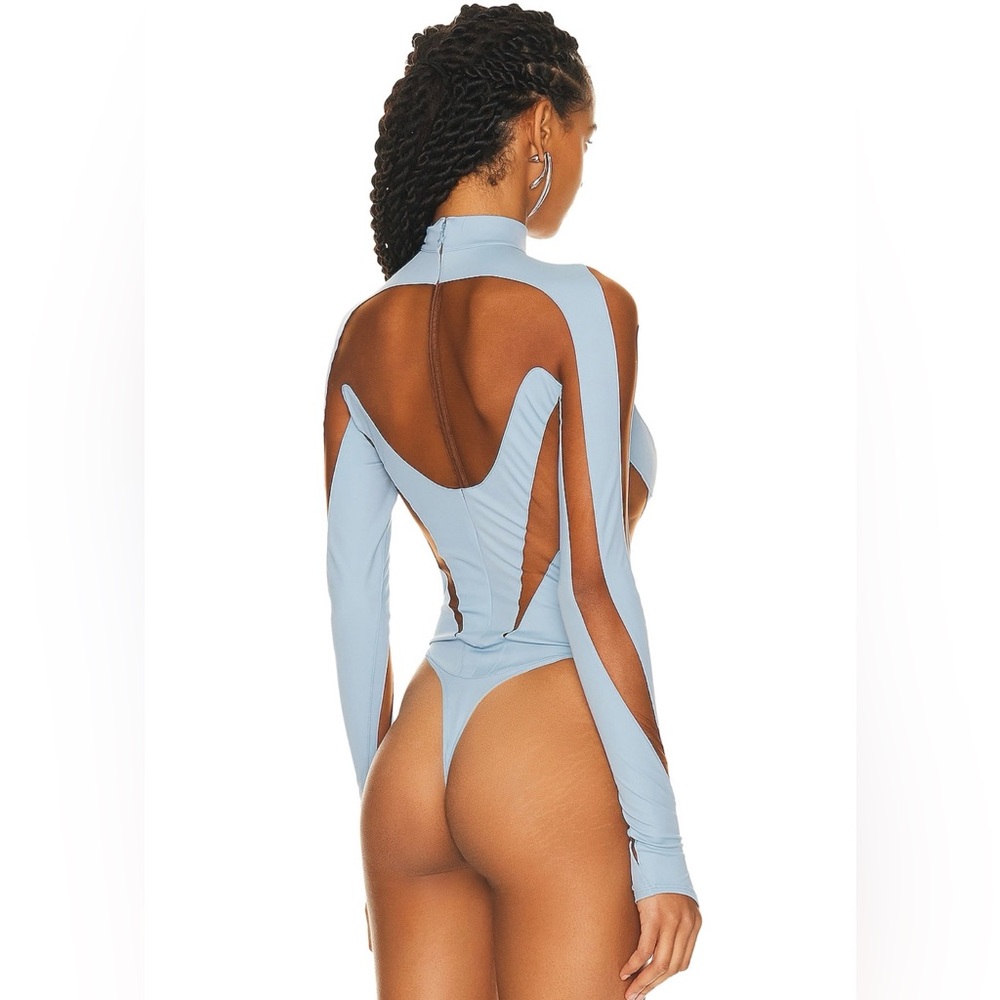 NWT Mugler Illusion Cut Bodysuit in Light Blue EU38 - Picture 4 of 9